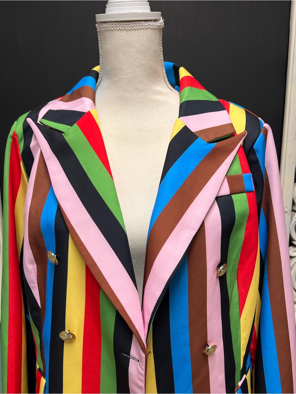 Unbranded NWOT Multicolor Striped Double-Breasted Blazer Jacket - Picture 2 of 7